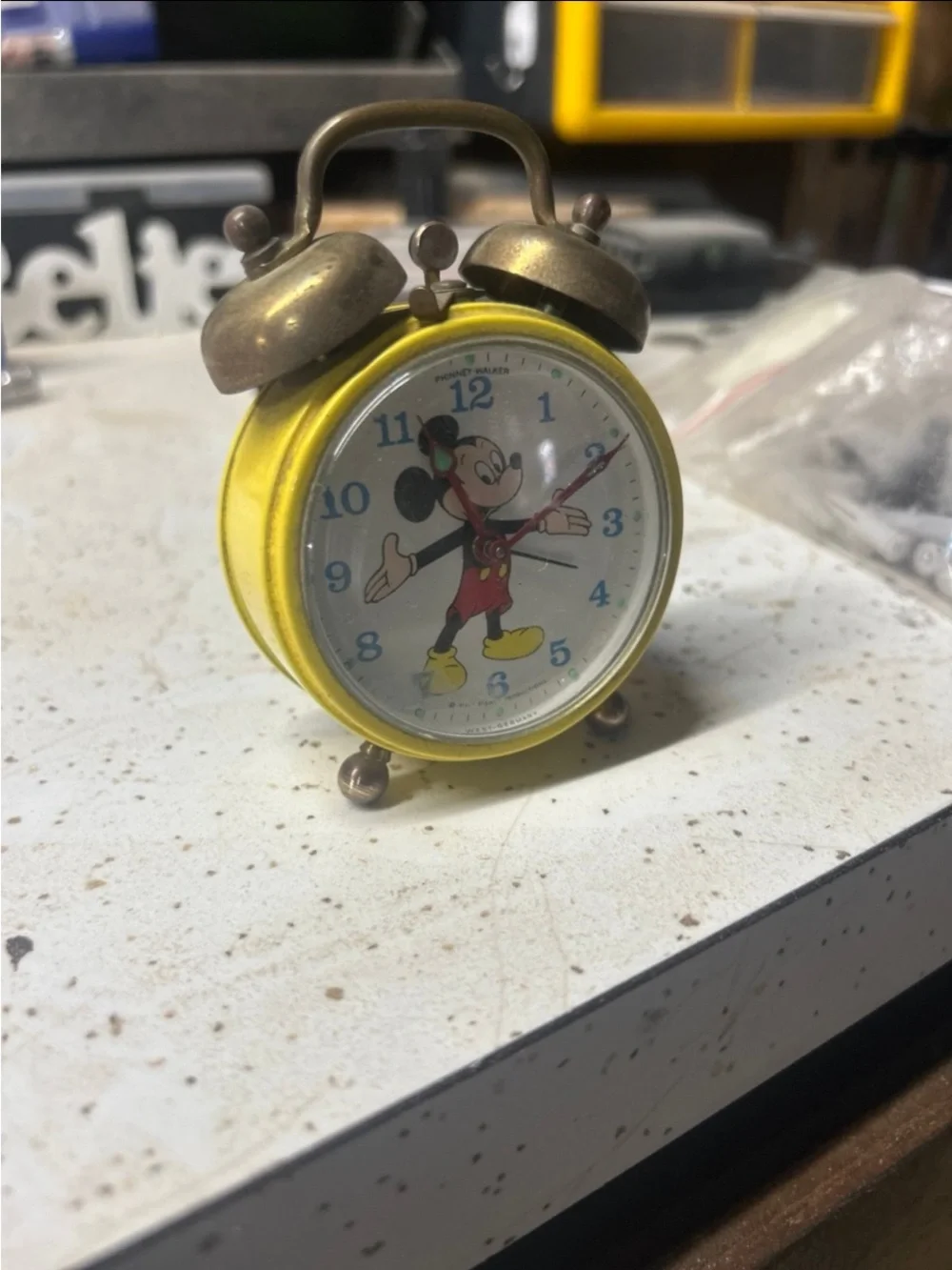 Disney Yellow Mickey Mouse Twin Bell Clock